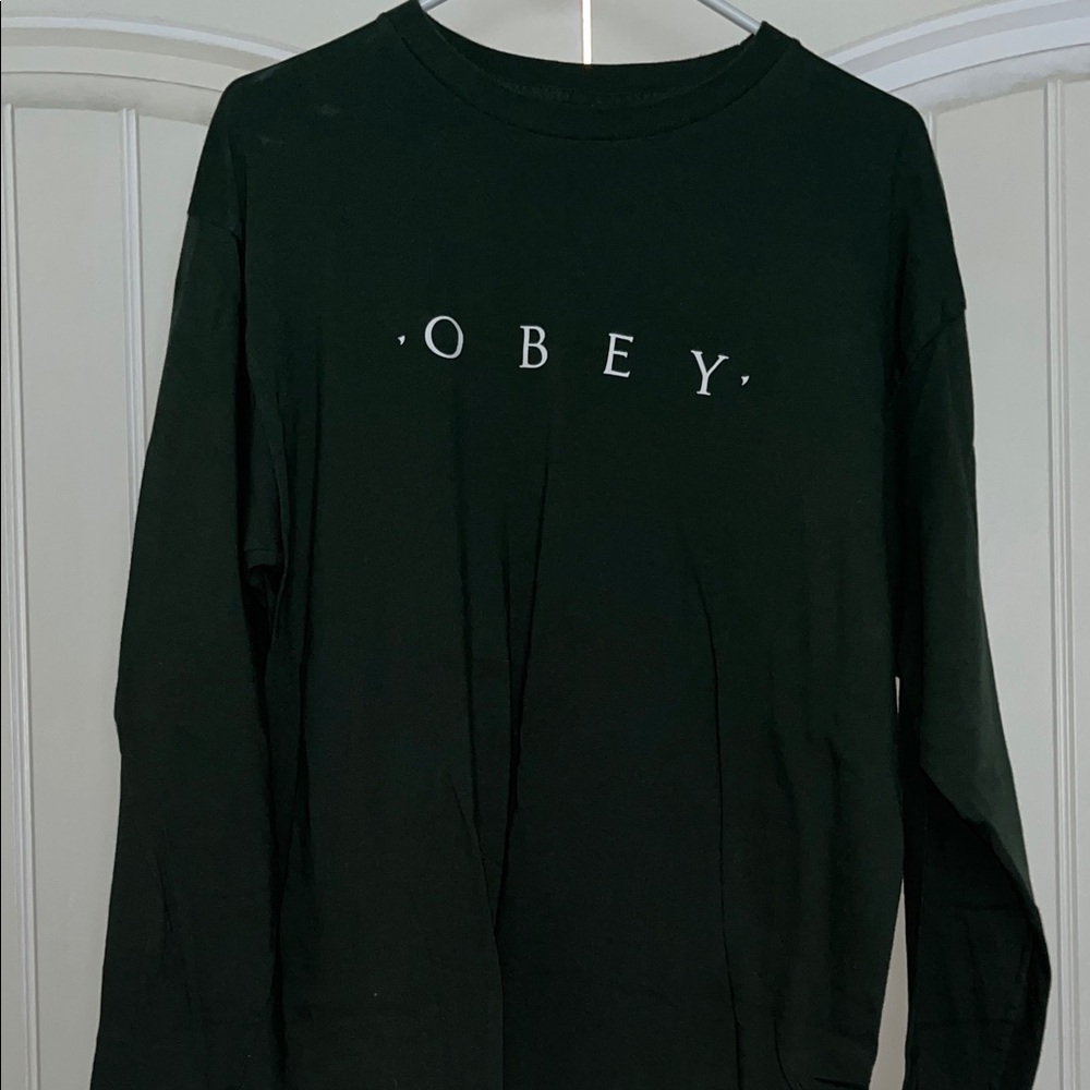 Obey Dark Green Graphic Long Sleeve Tee